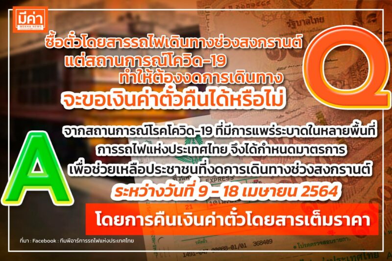 จะขอเงินค่าตั๋วรถไฟคืนได้หรือไม่