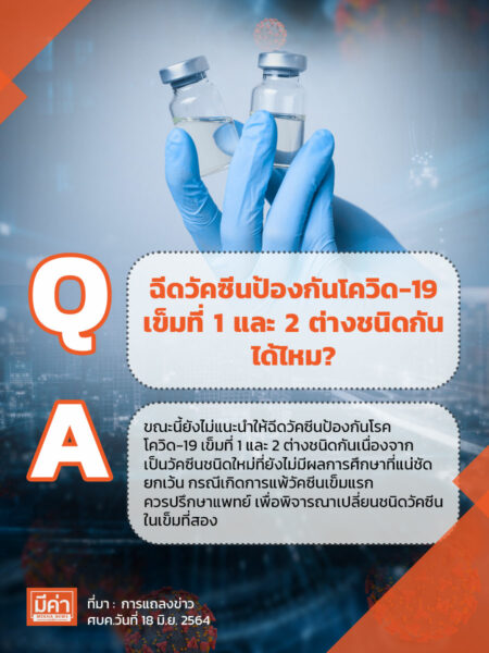 ฉีดวัคซีนป้องกันโควิด-19 เข็มที่ 1 และ 2 ต่างชนิดกัน ได้ไหม?