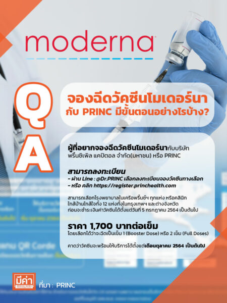 จองฉีดวัคซีนโมเดอร์นากับ PRINC มีขั้นตอนอย่างไรบ้าง?