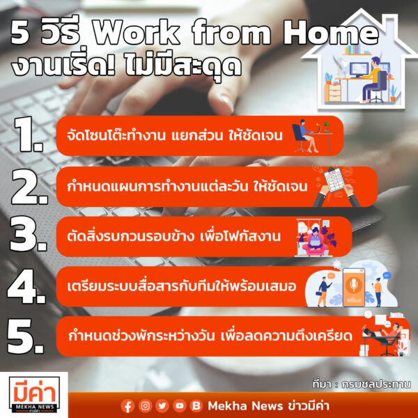 5 วิธี Work from Home งานเริ่ด! ไม่มีสะดุด
