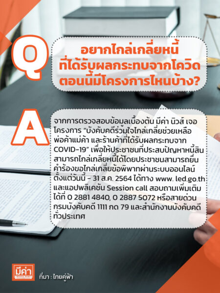 อยากไกล่เกลี่ยหนี้ ที่ได้รับผลกระทบจากโควิด ตอนนี้มีโครงการไหนบ้าง