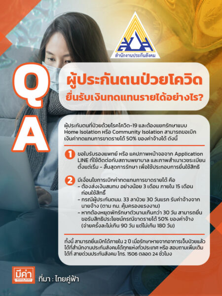 ผู้ประกันตนป่วยโควิด ยื่นรับเงินทดแทนรายได้อย่างไร?