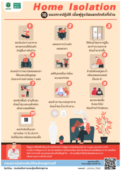 สูงวัยติดเชื้อแยกกักตัวอยู่ที่บ้าน ยึด 10 แนวทางปฏิบัติอย่างเคร่งครัด