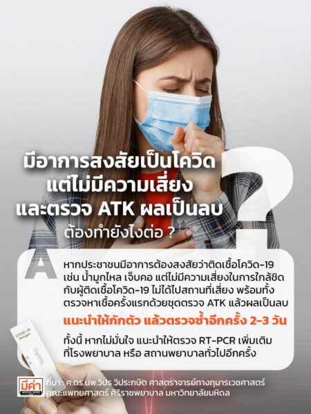 มีอาการสงสัยเป็นโควิด แต่ไม่มีความเสี่ยง และตรวจ ATK ผลเป็นลบ ต้องทำยังไงต่อ ?