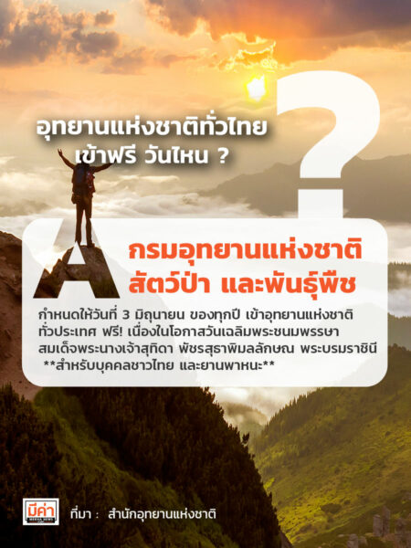 อุทยานแห่งชาติทั่วไทย เข้าฟรี