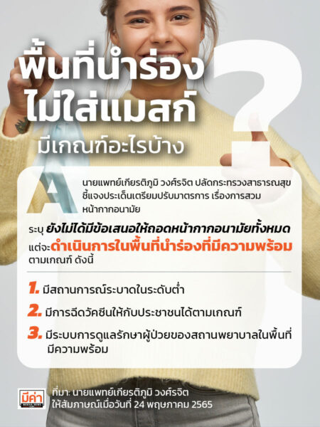เกณฑ์ พื้นที่นำร่อง ไม่ใส่แมสก์