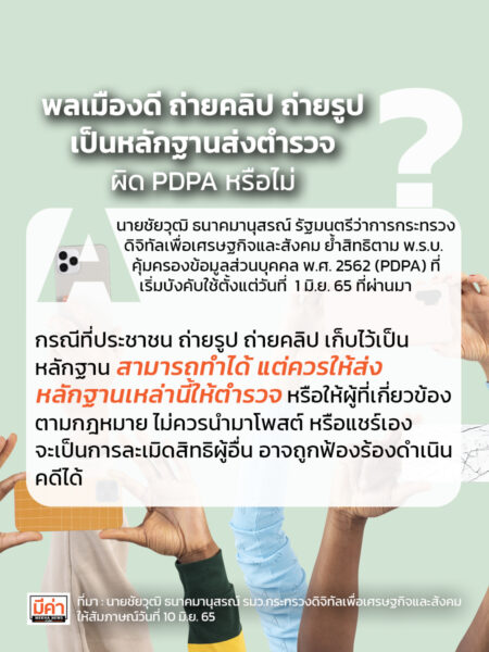 ถ่ายรูป ถ่ายคลิปเป็นหลักฐาน ส่งให้ตำรวจ ผิดกฎหมายไหม