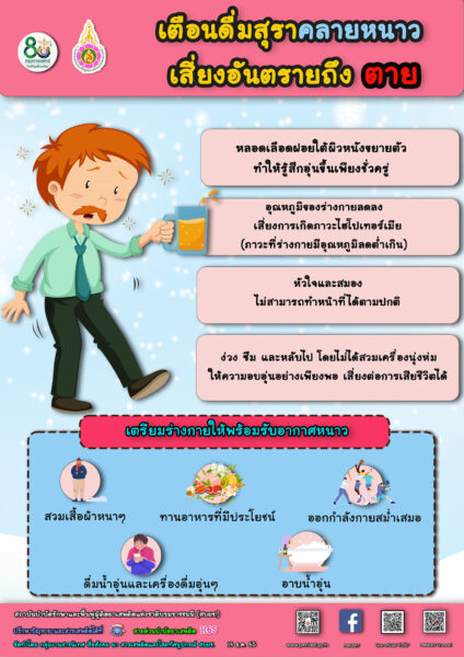 ดื่มแอลกอฮอล์คลายหนาว อันตรายกว่าที่คิด เพิ่มโอกาสเสียชีวิตโดยไม่รู้ตัว