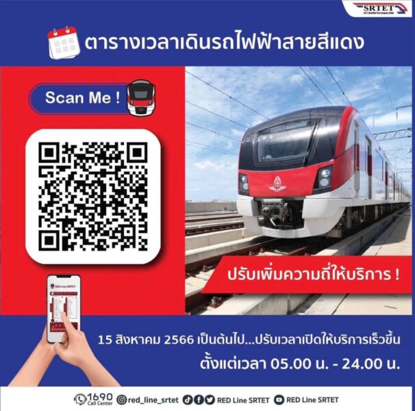 ตรวจสอบตารางเวลาเดินรถไฟฟ้าสายสีแดง เปิดปิด สรุปให้ที่นี่