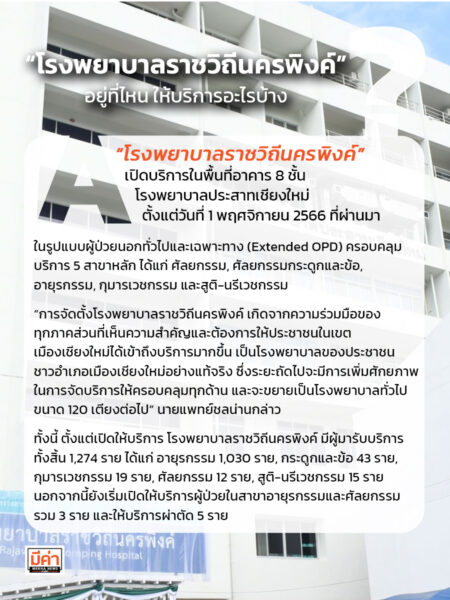 “โรงพยาบาลราชวิถีนครพิงค์” อยู่ที่ไหน ให้บริการอะไรบ้าง ?