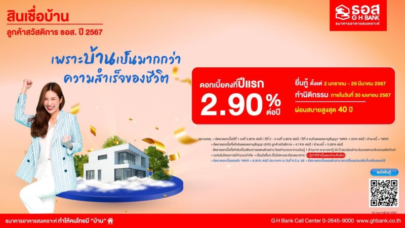 4 ผลิตภัณฑ์สินเชื่อ จาก ธอส. สนับสนุนคนไทยมีบ้าน กรอบวงเงิน 37,500 ล้านบาท จัดทำ
