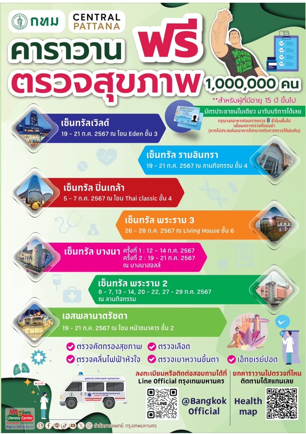 ตรวจสุขภาพฟรี เดือนกรกฎาคมนี้ มีที่ไหนบ้างในกรุงเทพ ?