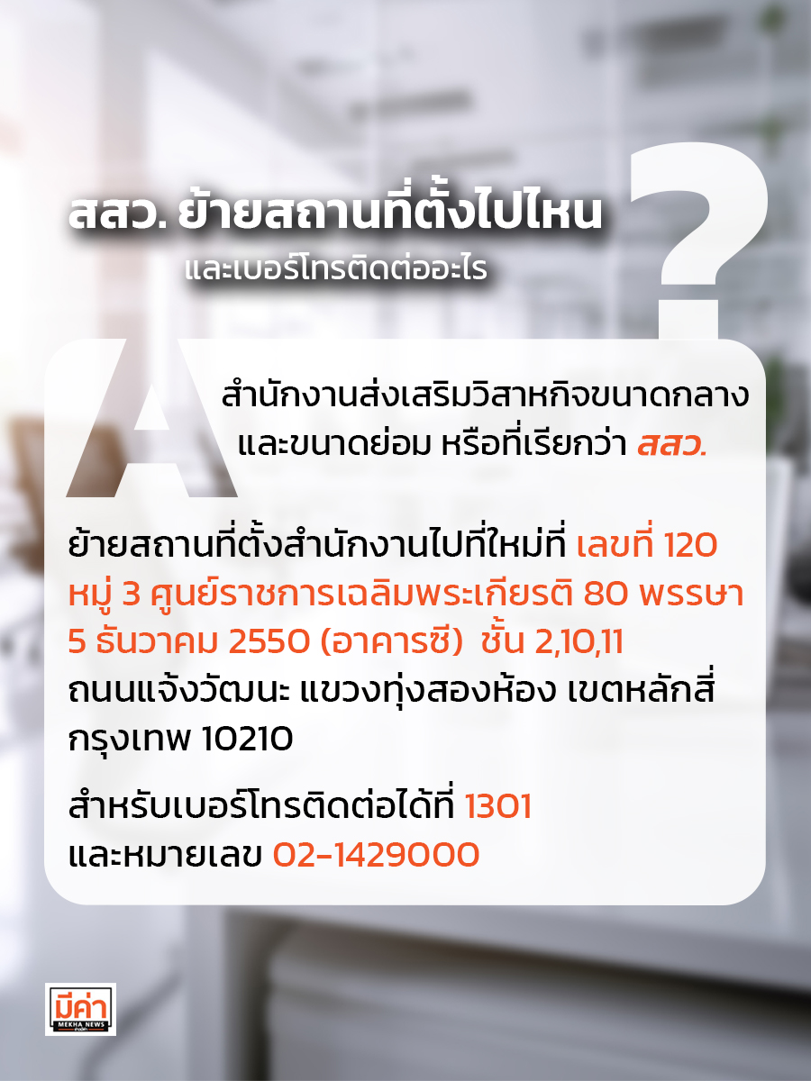 สสว. ย้ายสถานที่ตั้งไปไหน และเบอร์โทรติดต่ออะไร ?