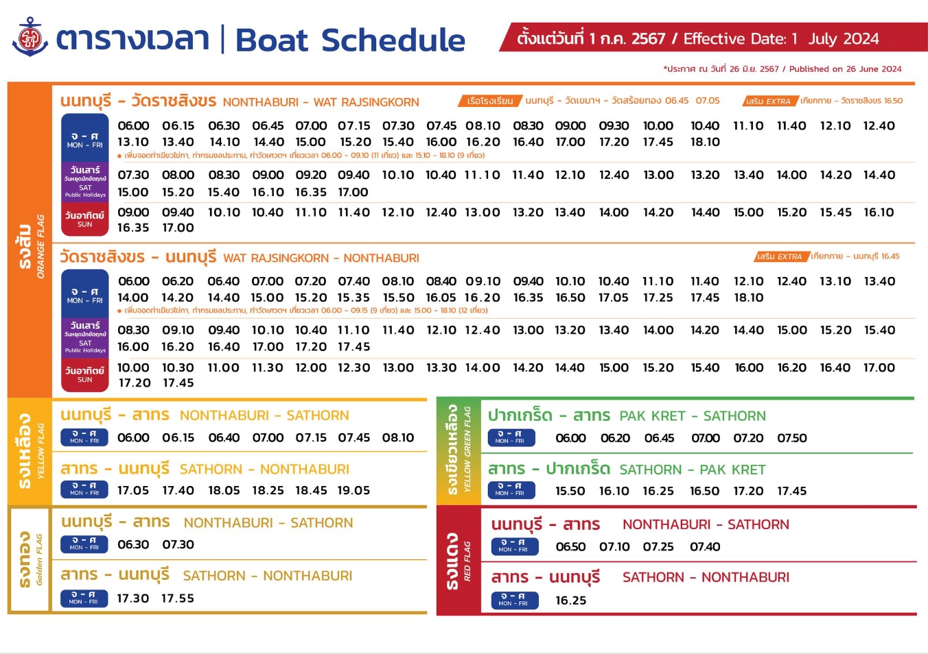 แจ้งอัปเดตตารางเวลา! เรือด่วนเจ้าพระยา