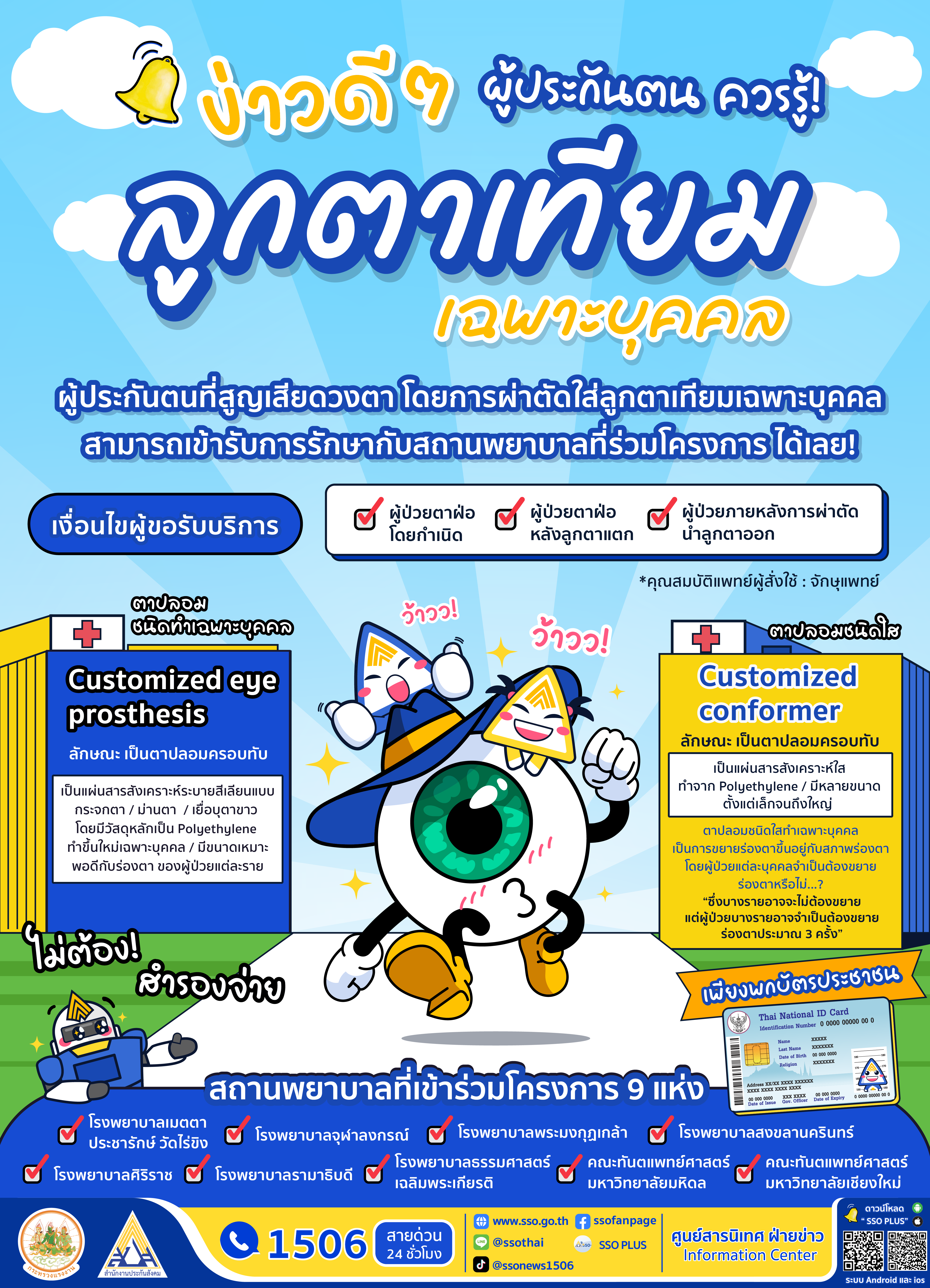 ผู้ประกันตน เบิกค่าผ่าตัดใส่ลูกตาเทียมเฉพาะบุคคล ได้แล้ว!