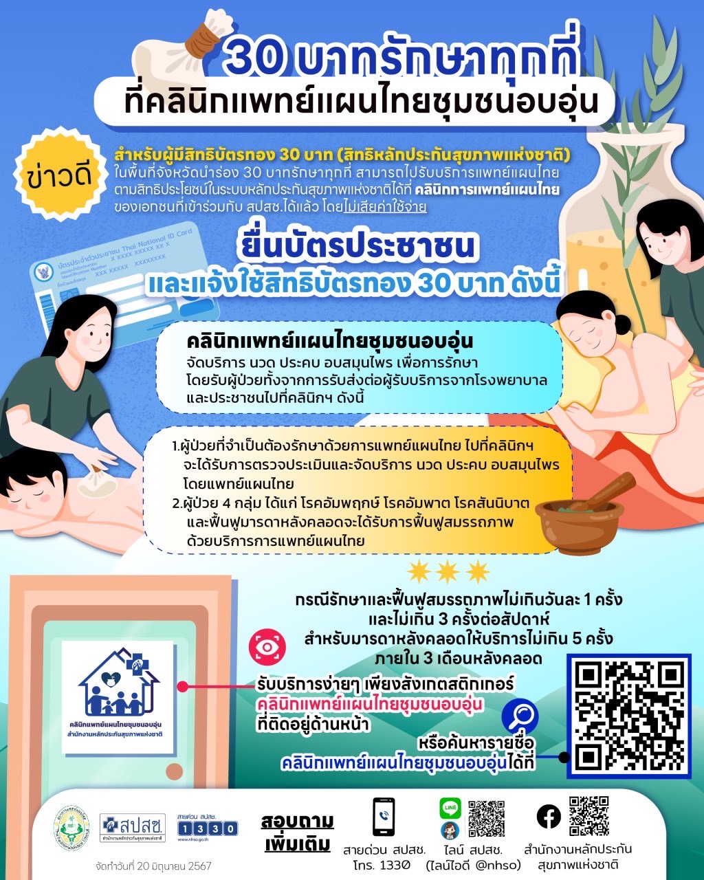 ใช้สิทธิบัตรทอง 30 บาท รับบริการแพทย์แผนไทย นวด ประคบ อบสมุนไพร ฟรี!