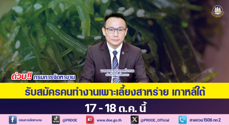 สมัครงานประมงเกาหลีใต้ เงินเดือน 5.3 หมื่น เปิดรับ 17-18 ต.ค. 67
